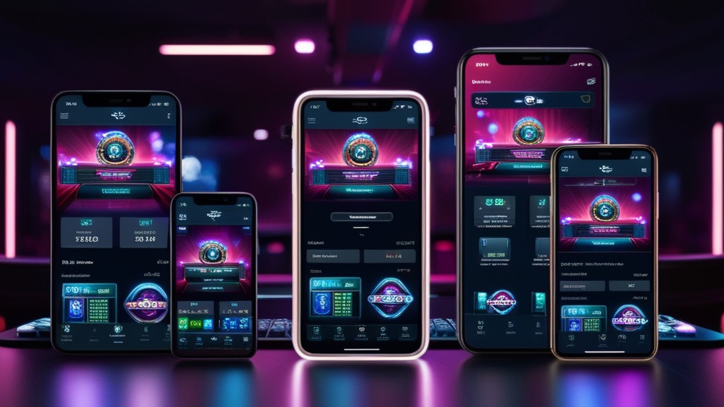Different smartphones showing the same mobile casino interface