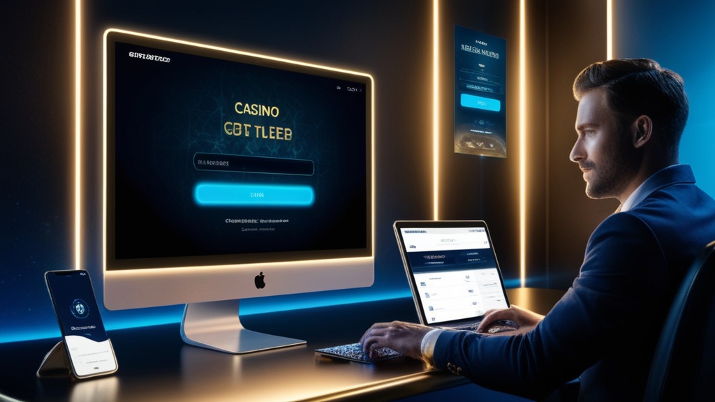Casino login screen on desktop and phone with account access elements