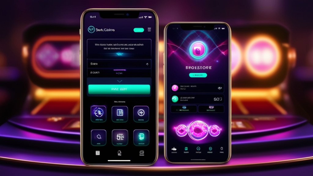 Smartphone displaying mobile casino app features and quick access icons
