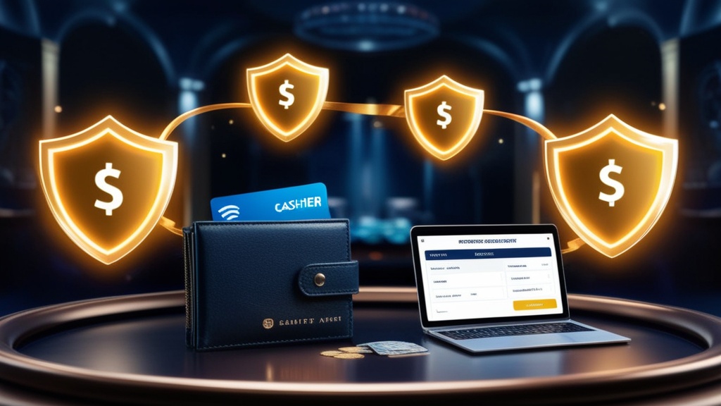 Secure casino payout screen with verification and transfer icons