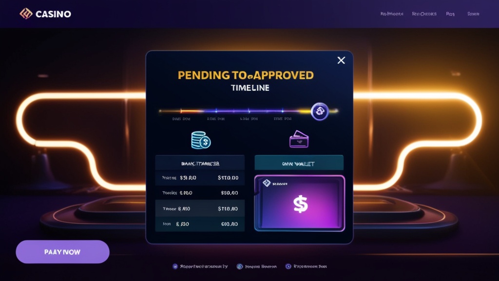 Casino cashier timeline showing pending and approved withdrawal stages